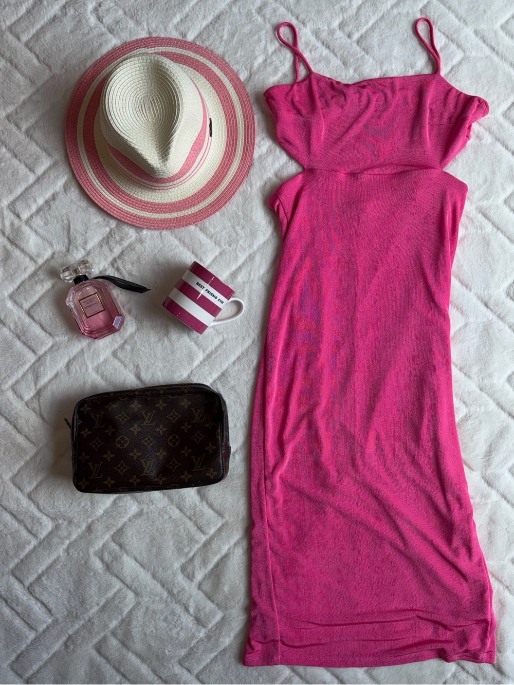 Open Back Spaghetti-Strap Midi Dress - Hot Pink